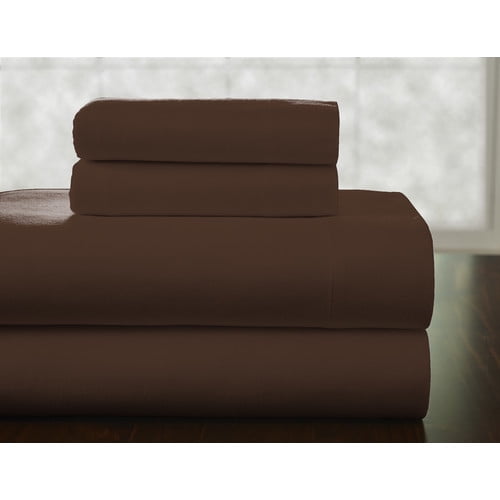 Pointehaven Flannel Deep Pocket Set with Oversized Flat Sheet, California King, Chestnut