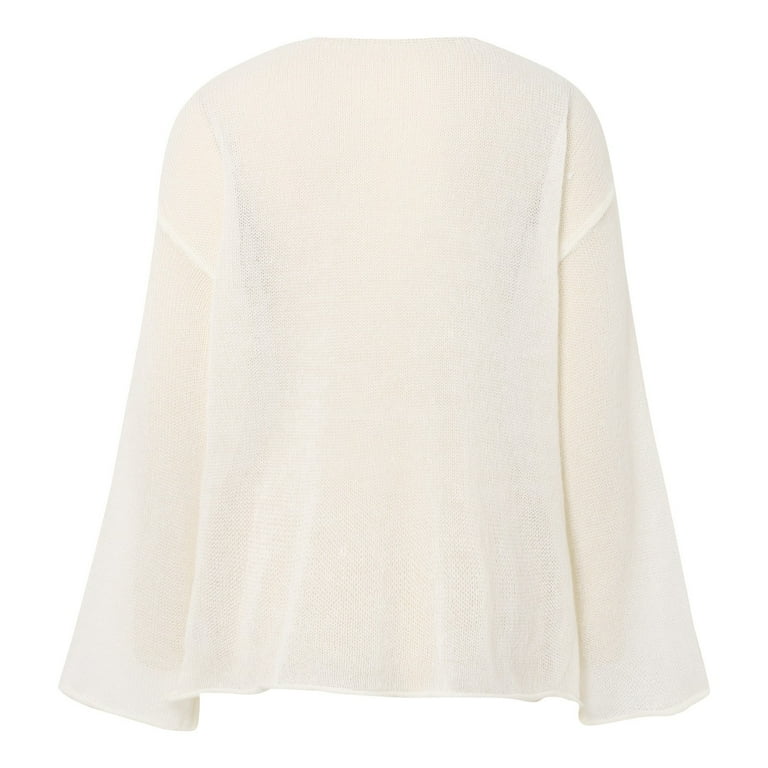 JAKANYQ Lady's Sweaters Oversized Long Sleeve Sheer Mesh Knit