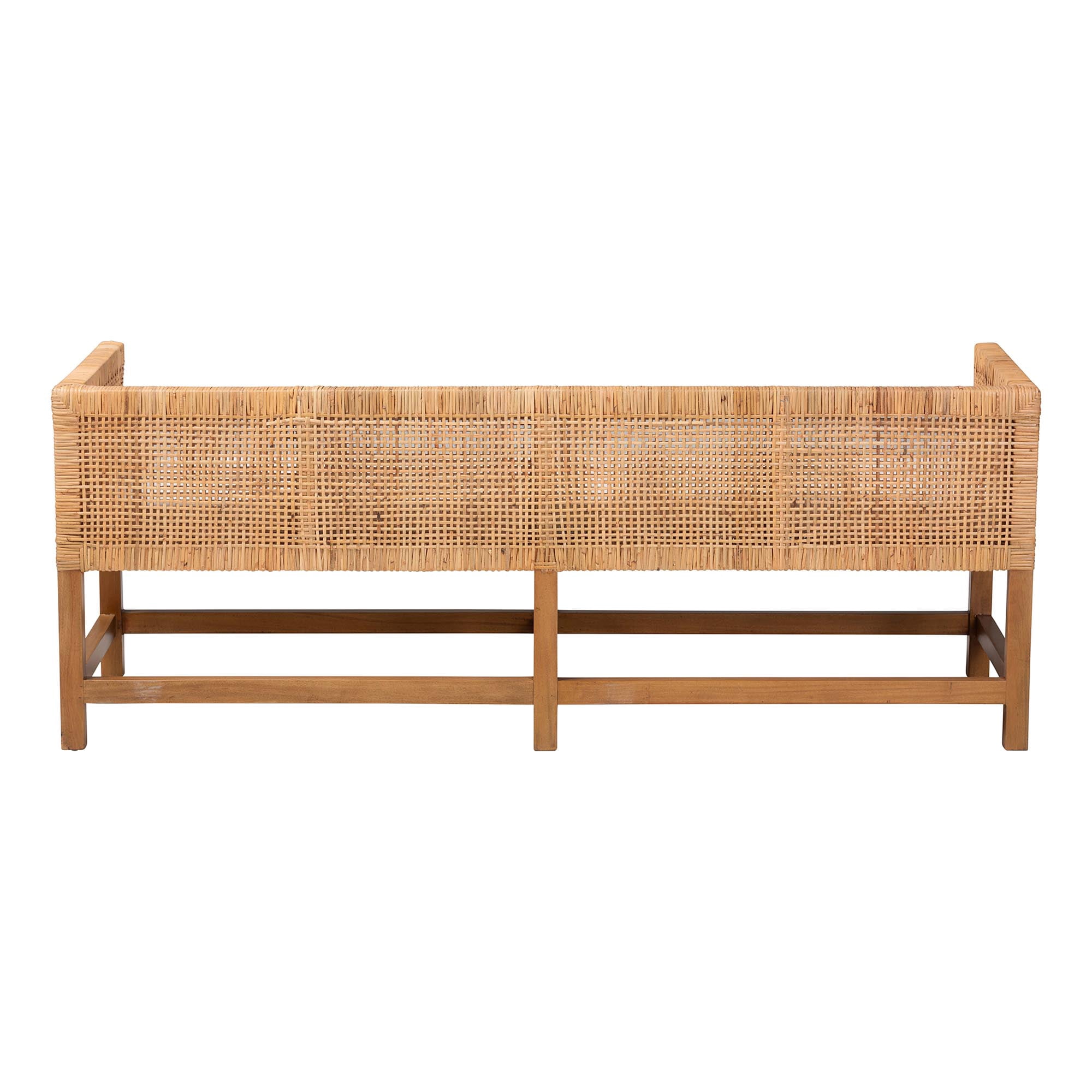 bali & pari Vivan Boho Accent Bench, Natural Rattan