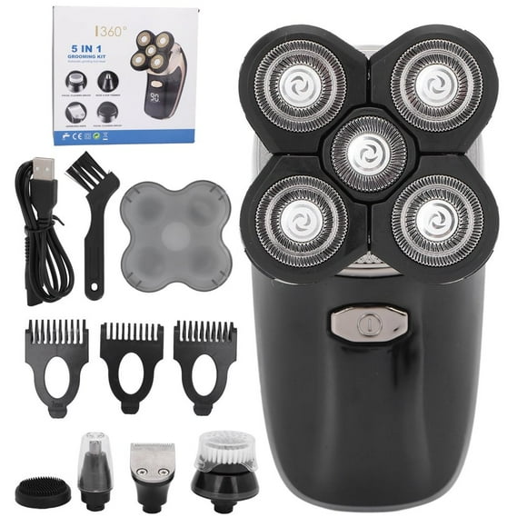 MesaSe Groomie Head Shaver Head Shavers for Bald Men Waterproof Head Shaver Wet/Dry Anti-Pinch 5 in 1 Functional Cordless LED Electric Razor Grooming Kit