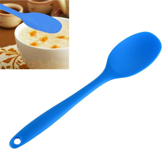 Silicone Soup and Dessert Spoon with Ergonomic Handle, Kids Mixing and Serving Spoon for Kitchen, Home, and Restaurant Use