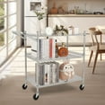 thumbnail image 2 of Chariot Utilitaire à 3 Niveaux de Qualité Commerciale Robuste avec Roues Industrielles, Tablettes Ajustables, Poignée Basse, Assemblage Facile - Rangement Alimentaire, Présentoir pour Plantes et Étagère Chariot, 2 of 7