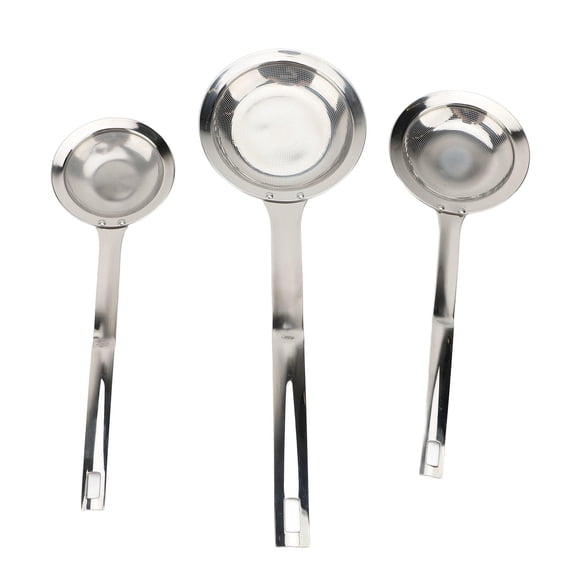 BOKYAN 3-Piece 304 Stainless Steel Fine Mesh Skimmer Spoons – Oil & Foam Filter, Kitchen Sieve, Dishwasher Safe