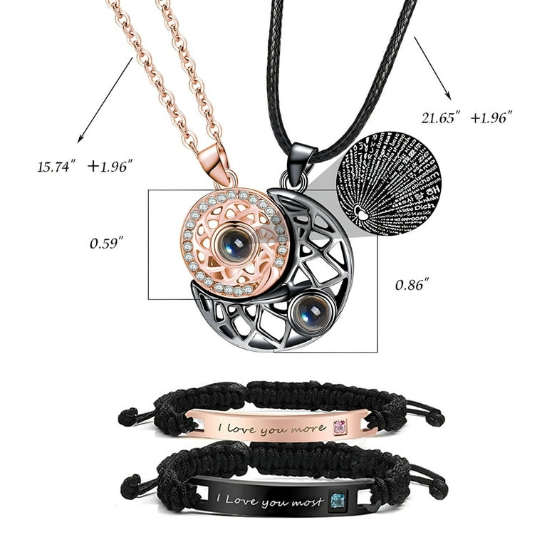 Matching Bracelets for Couples 4PCS I Love You Necklace 100