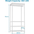 thumbnail image 5 of Mini Portable Closet, 4 Tiers Freestanding Clothing Garment Rack for Small Space, Metal Clothes Wardrobe System for Bedroom, 23.6" W x 14" D x 76.4" H, Load 502 lbs, White, 5 of 14