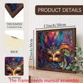 thumbnail image 3 of 2D Flat 1pc Festive Carnival Mardi Gras Mask Wooden Frame Sign, 12x12 Inch - Vibrant Feather Bead Detail, Ideal for Party Decorations, Living Room Office Wall Art, Perfect Holiday Gift 2D Flat, 3 of 7