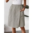 thumbnail image 5 of Endives Women's Linen Short Solid Color with Pocket Casual Shorts with Skirt Pants Women's Casual Pants Summer Light Ashy, 5 of 7