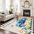thumbnail image 2 of Black Plaid Easter Area Rugs 5'x7', Small Throw Rugs for Laundry Room Playroom, Truck Spring Floral Bunny Animals Rustic Indoor Outdoor Rug Non-Slip Low Pile Carpet Runner Reversible Floor Mats, 2 of 8