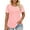 Pink, variant on Womens Plus Size Tops Dressy Short Sleeve Shirts Flattering Crew Neck Tunics Basic Casual Pleated Tees 2XL Black