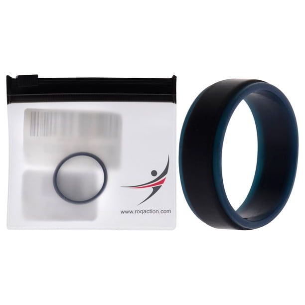 Anillo de boda de silicona con 2 capas - Azul-Negro de ROQ para hombre - Anillo de 13 mm