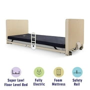 Medacure Super Low Full Electric Hospital Bed - Lowest Bed, Goes Down to Floor - Pivot Rails Included - Ultra Compact Fold