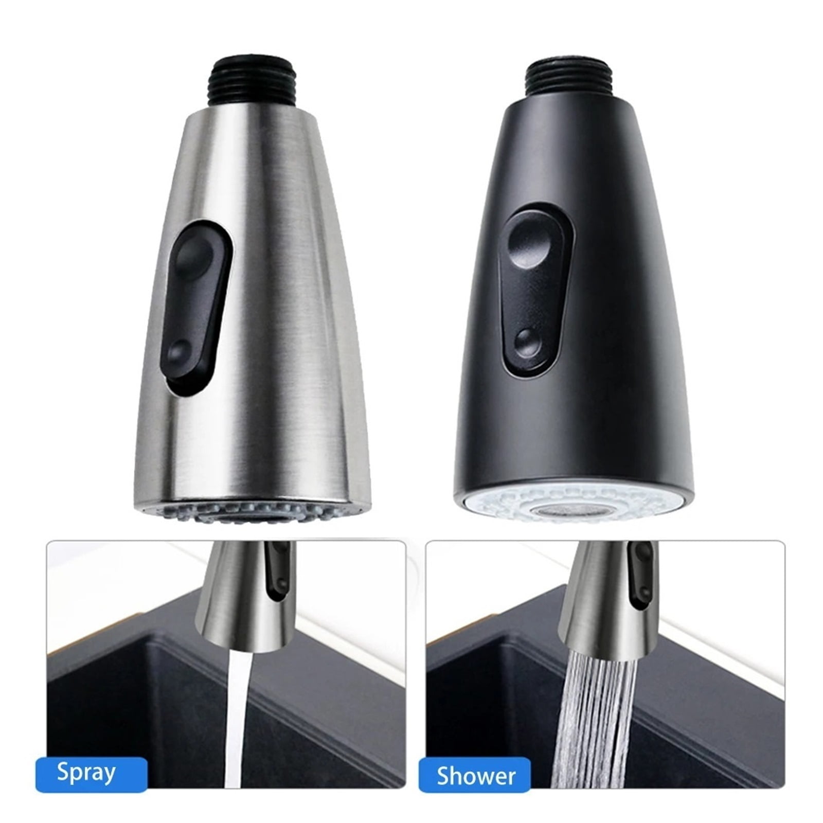2 Modes Sink Kitchen Basin Pull Out Faucet Aerator Sprayer Nozzle Shower Head Bubbler ,Tankless Design