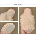 thumbnail image 5 of Penkiiy Warm Slippers for Women Winter Furry Slippers Indoor And Outdoor Wear Warm Curly Cotton Slippers Home Bedroom Warm Cotton Shoes Plush Slippers Ladies Cotton Slippers White Slippers, 5 of 6