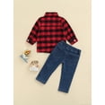 thumbnail image 4 of Qiylii Kids Christmas Outfits, Long Sleeve Plaid Shirt with Denim Pants,1-6T, 4 of 7