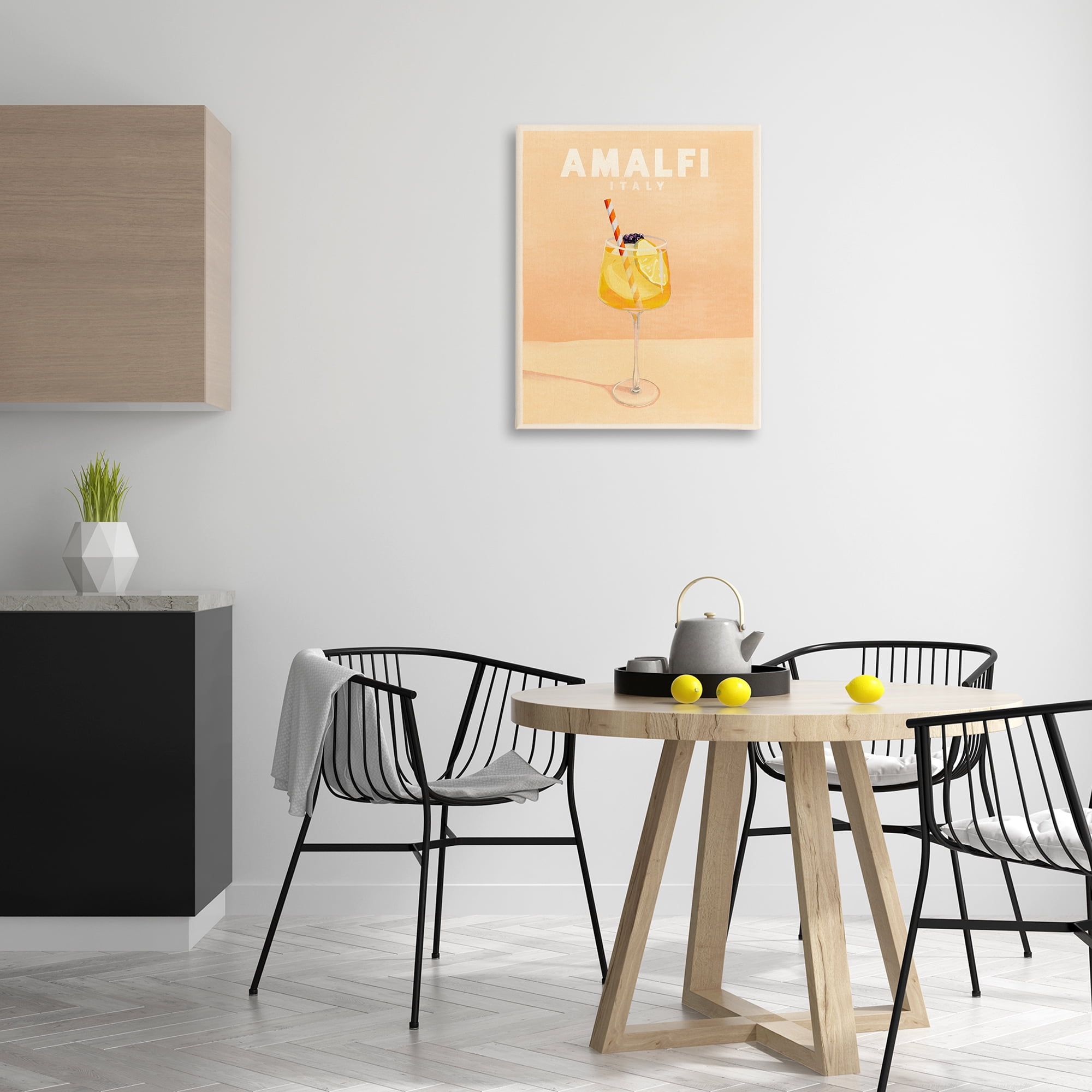 Stupell Industries Amalfi Italy with Cocktail Food & Beverage Painting Wrapped Canvas Art Print Wall Art, 24 x 30