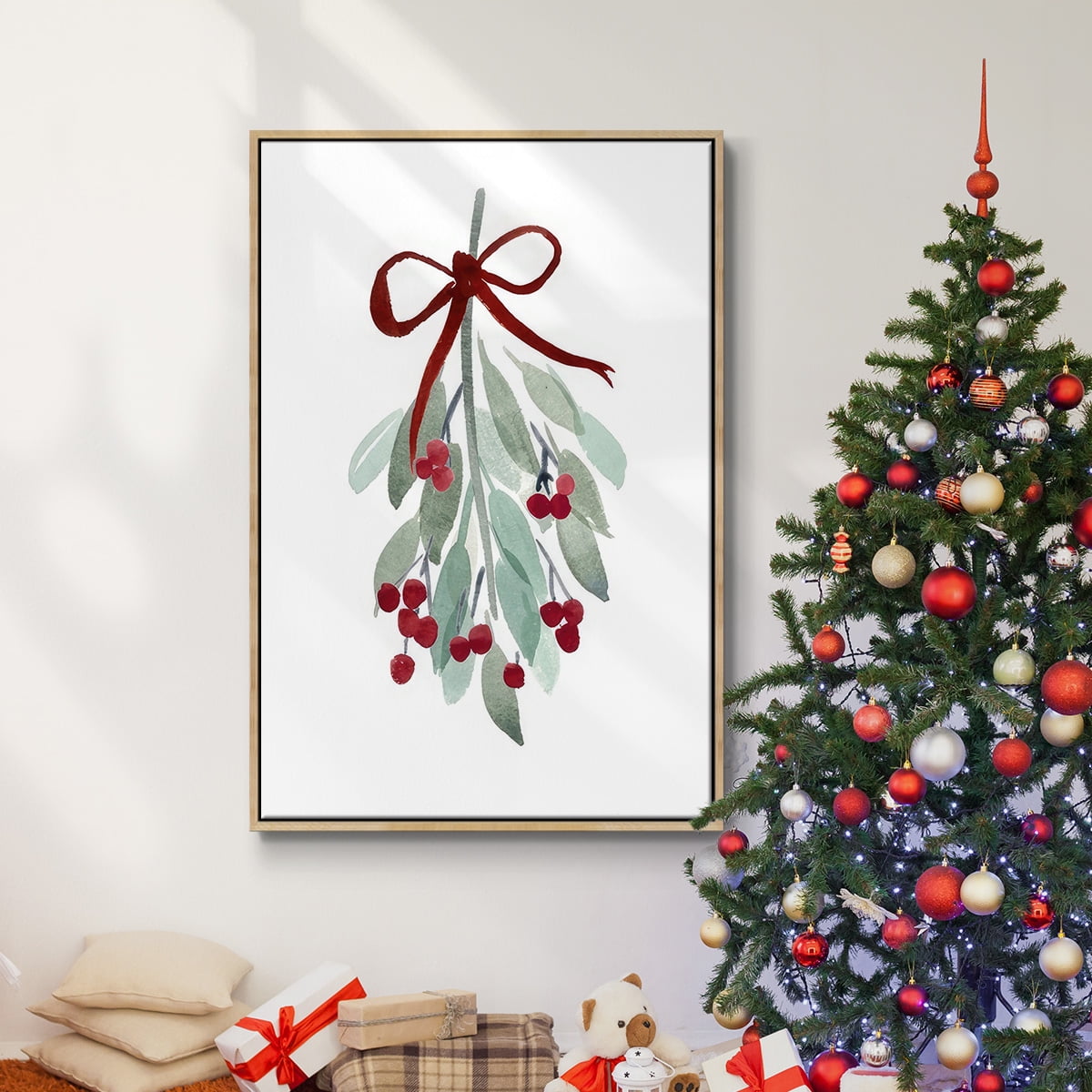 Come Across I - Framed Gallery Wrapped Holiday Canvas - 17 x 25 - Natural Wood Frame