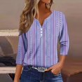 thumbnail image 1 of Fiudx Camisas de Mujer Blusa de Manga 3/4 Corta Estampada a La Moda para Mujer, Blusa Informal con Cuello Redondo, 1 of 5