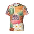 thumbnail image 3 of Yiaed Succulent And Cactus Print Mens Short Sleeve Tight Fit T-Shirt, Crewneck Casual Tee-Large, 3 of 5