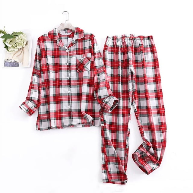 Pijama de Color negro y rojo para mujer, ropa de dormir supercálida, pantalones largos a juego, conjuntos de invierno