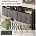 thumbnail image 4 of Eastvita Full-Size Gray Bed Frame Rustic Linen Upholstered Platform Bed with 2 Storage Drawers/Charging Station/Storage Headboard - Heavy Duty/No Box Spring/Easy Assembly, 4 of 6