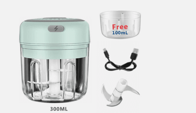 Electric 300ML Mini Garlic Chopper – USB Rechargeable Food Processor for Garlic, Chili, Onion, Fruits & Meat Mincer Blender
