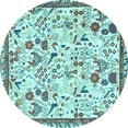 thumbnail image 1 of Ahgly Company Indoor Round Animal Light Blue Traditional Area Rugs, 4' Round, 1 of 4