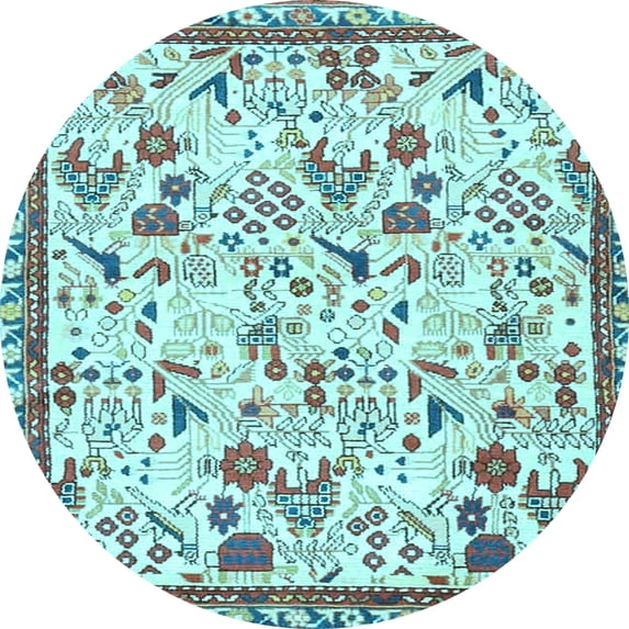 Ahgly Company Indoor Round Animal Light Blue Traditional Area Rugs, 4' Round