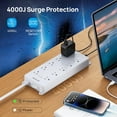 thumbnail image 7 of TROND Surge Protector Power Strip, ETL Listed, Flat Plug 15ft Long Extension Cord, 10 Wide Spaced Outlets, 2 USB A & 2 USB C Ports, 4000J, Wall Mount/Screw On, for Home Office Entertainment, White, 7 of 7