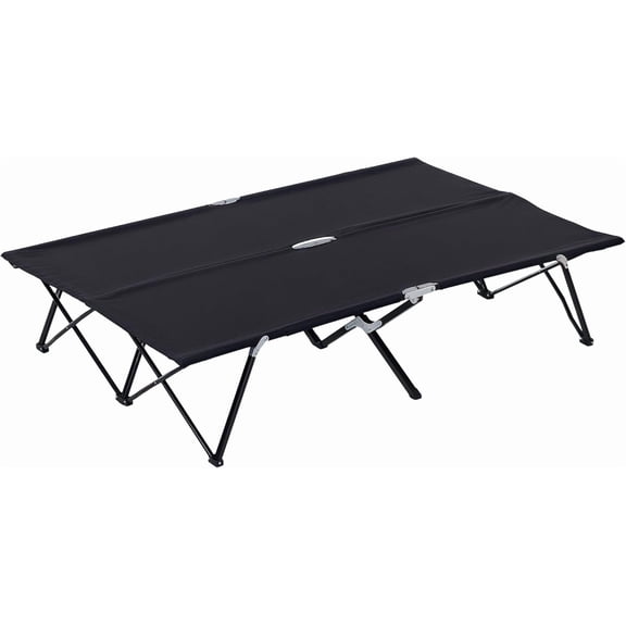 NeoNiches 2 Person Folding Camping Cot for Adults, 50" Extra Wide Outdoor Portable Sleeping Cot with Carry Bag, Elevated Camping Bed, Beach Hiking, Black