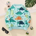 thumbnail image 2 of Ludearly Kids Dinosaur Print Hoodie Boys Girls Casual Pullover Sweatshirt For Spring Fall Comfortable Loose Fit Cartoon Graphic Athletic Outerwear, 2 of 8