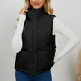 thumbnail image 5 of Fanxing Puffer Vest Women Lightweight Full-Zip Stand Collar Sleeveless Quilted Jacket Warm Winter Coat Padded Down Outerwear Black M, 5 of 9