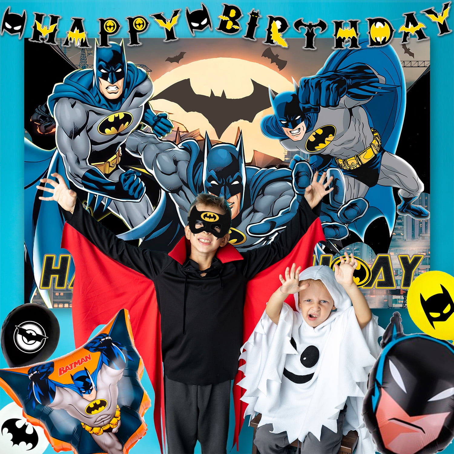 Batman Party Decorations,Batman Birthday Decorations & Batman Party Tableware Set- Batman Decorations Balloons Banner & Batman Tablecloth Plates Cups Napkins etc Batman Birthday Party Supplies