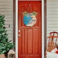 thumbnail image 7 of Coolnut Welcome Summer Starfish Blue Wooden Welcome Sign for Front Door, Rustic Wooden Wall Sign with Artificial Leaves for Home Farmhouse Porch, 12" Round Home Decor, 7 of 7