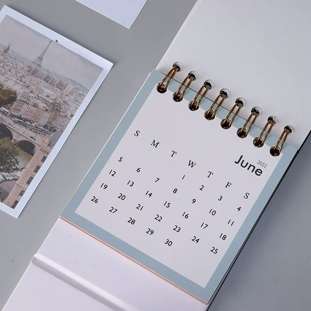 Mini calendriers de bureau portables calendrier de bureau à rabat avec  bobine d'or vintage, mini calendrier de fleurs debout pour le bureau à  domicile et l'école 