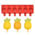 thumbnail image 1 of Reusable Silicone 6 Cavity Pineapple Ice Cream Mold With Free Sticks, 1 of 5