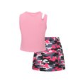 thumbnail image 2 of PureChapter Girls Summer Outfits Cutout Shoulder Ribbed Sleeveless Tank Top & Camo Cargo Mini Skirt Casual 2 Piece Clothes for Teen Girls 8-12, 2 of 6