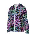 thumbnail image 2 of Pofeuu Rainbow Animal Skin Print Sun Protection Outdoor Lightweight Full Zip UV Cooling Hoodie Long Sleeve Summer Clothing for Outdoor Hiking-Small, 2 of 5