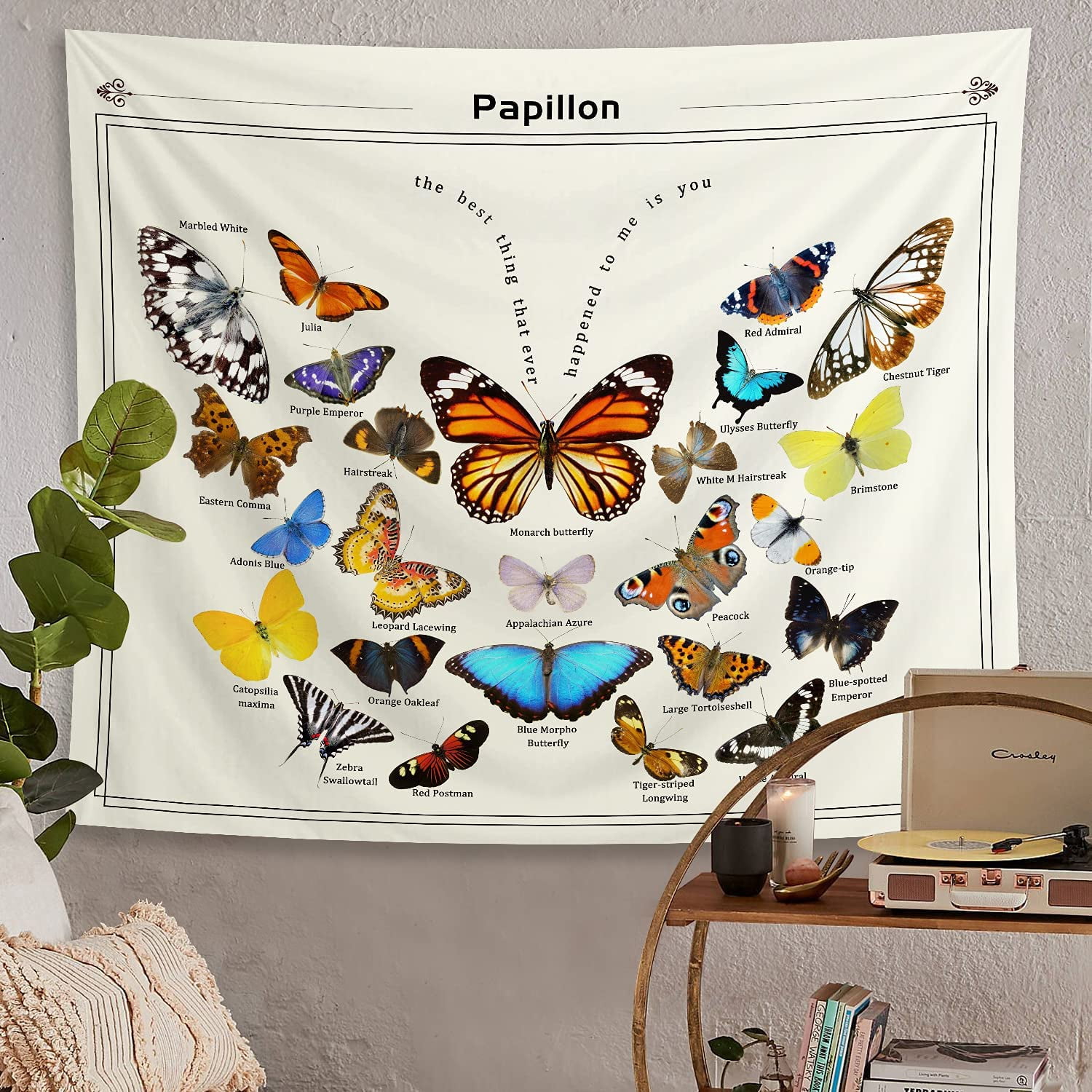CPDD Butterfly Tapestry Luna Moth Beige Tapestry for Bedroom Teen Girl Aesthetic Cottagecore Boho Tapestry Wall Hanging Decor Kawaii Minimalist
