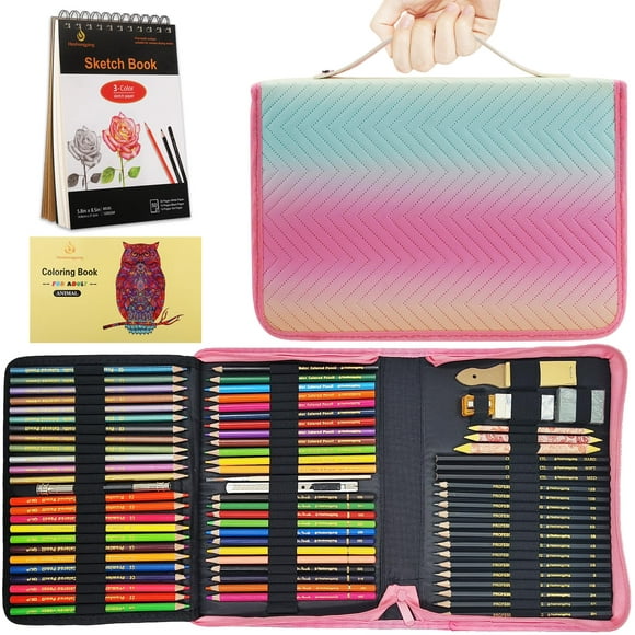 Artistic Creations: 78pcs Drawing Kit with Sketchbook, Colorful Portable Case, and Various Pencils - Perfect Gift Set for Artists, Beginners, and Adults