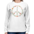 thumbnail image 2 of Floral Peace Symbol Women's White Sweatshirt, 2 of 3