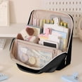 thumbnail image 5 of Standing Makeup Bag, Large Capacity Travel Cosmetic Organizer with Divided Compartments, Handheld Storage Case for Brushes Toiletries Beauty Essentials, Vanity Countertop and Trip Use, Black, 5 of 6