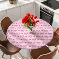 thumbnail image 2 of Romantic Pink Bow Round Tablecloth 36-44 Inch Round Fitted Table Cloth with Elastic Edge, Love Vintage Preppy Art Waterproof Table Cover Protector for Outdoor Picnic Party Dining, 2 of 6