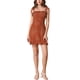 thumbnail image 1 of INSPIRE CHIC Women's Printed Spaghetti Strap Ruffle Flare Mini Dress S Brown-Dots, 1 of 6