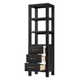 thumbnail image 3 of Leon 72"H Solid Wood Bath Linen Storage Cabinet in Fir Wood Black, 3 of 11