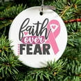 thumbnail image 2 of DistinctInk Hanging Ceramic Christmas Ornament - Faith Over Fear - Gold String, 2-3/4 inch Diameter, 2 of 2