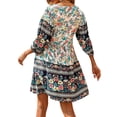 thumbnail image 4 of Txlixc, vestido bohemio informal de verano para mujer, estilo étnico, estampado Floral, cuello en V, manga abullonada, vestido corto oscilante a la moda Txlixc  Vestido bohemio casual de verano para mujer, 4 of 6
