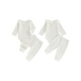 thumbnail image 2 of xiaxaixu Baby Girl 2Pcs Fall Outfits Long Sleeve Ruffle Collar Romper + Pants Set Infant Clothing, 2 of 8