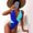Blue, variant on UANWENN Women's Monokinis Swimsuit Bikini Swimsuit Stitching Color Matching Monokinis Swimsuit Flower Bikini Women's V-Neck Swimsuit Two Piece Swimwear Bikini Ruffles Busty Bikini Shorts Transparent