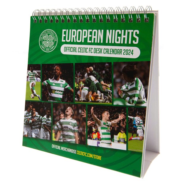 Celtic FC - Calendario de Escritorio 2024 (Verde, Blanco)