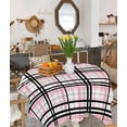 thumbnail image 4 of Pink Black Grey Plaid Square/Round Tablecloths 52x52,Simple Check Stripes Lines Country Table Cloth Table Cover Indoor/Outdoor Tabletop Decor for Wedding Holiday Party Dinner Baby Shower, 4 of 7